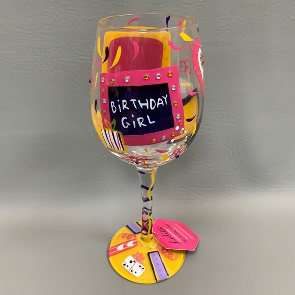 Lolita Wine Glass Love My Wine "Birthday Girl" w/ Recipe on Bottom 8 7/8" high - Picture 3 of 9